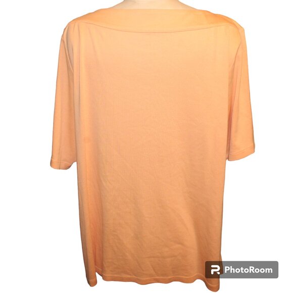 J. JILL Perfect Pima Boat Neck Top 3/4 Sleeve Sz 2X Plus Blouse Classic Tee - Picture 4 of 8